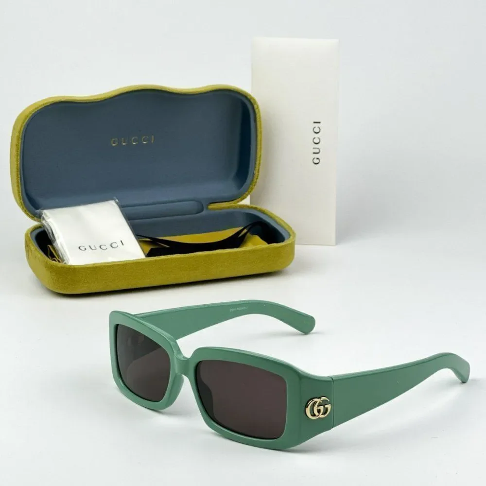 NEW Gucci GG1403S 004 Sage Green Gray Unisex Rectangle Sunglasses GG 1403S